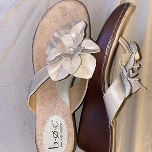 B.O.C wedge tan sandals leather comfort memory foam like new